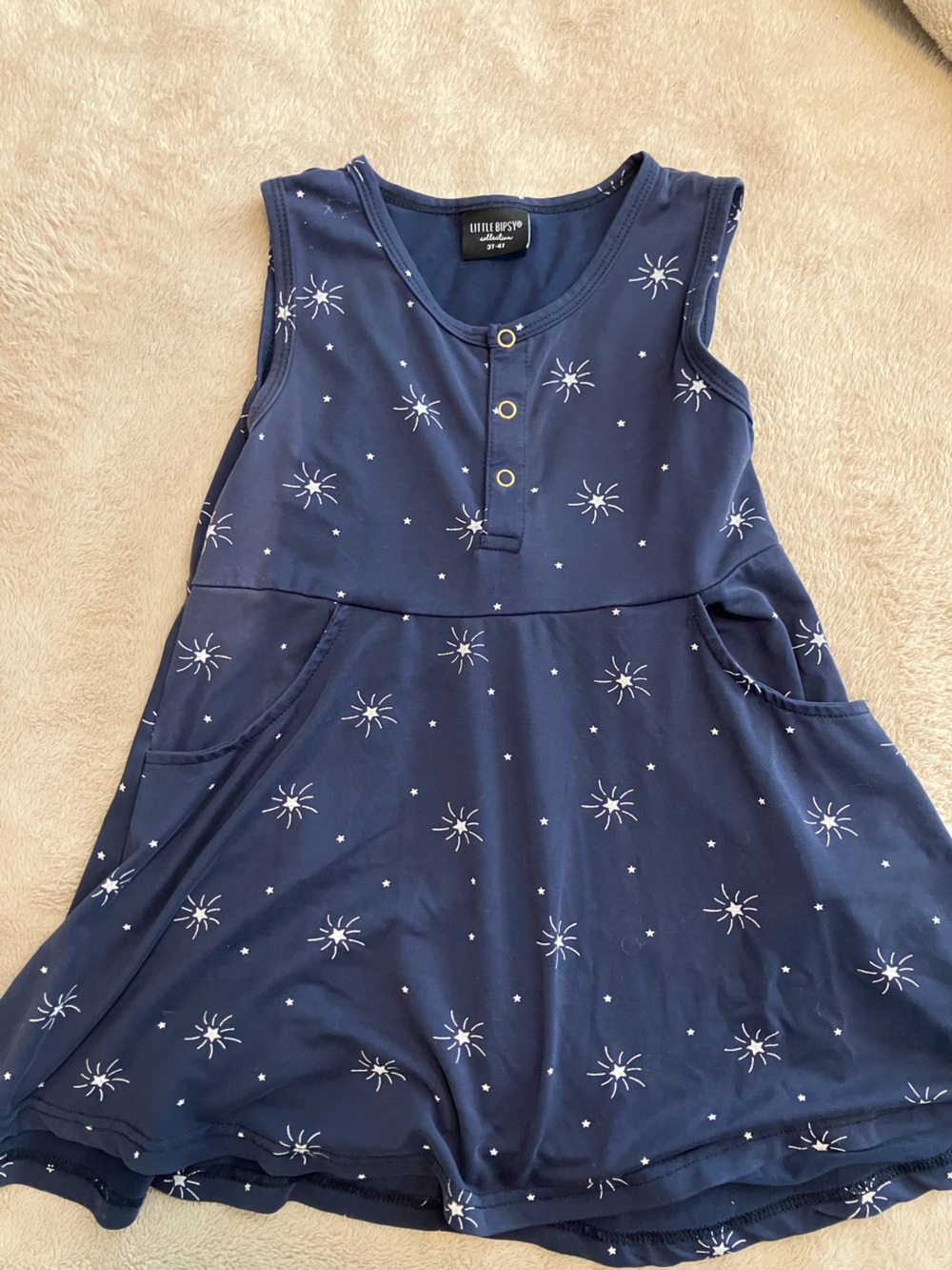 Little Bipsy Navy Starburst Tank with Gold Accent